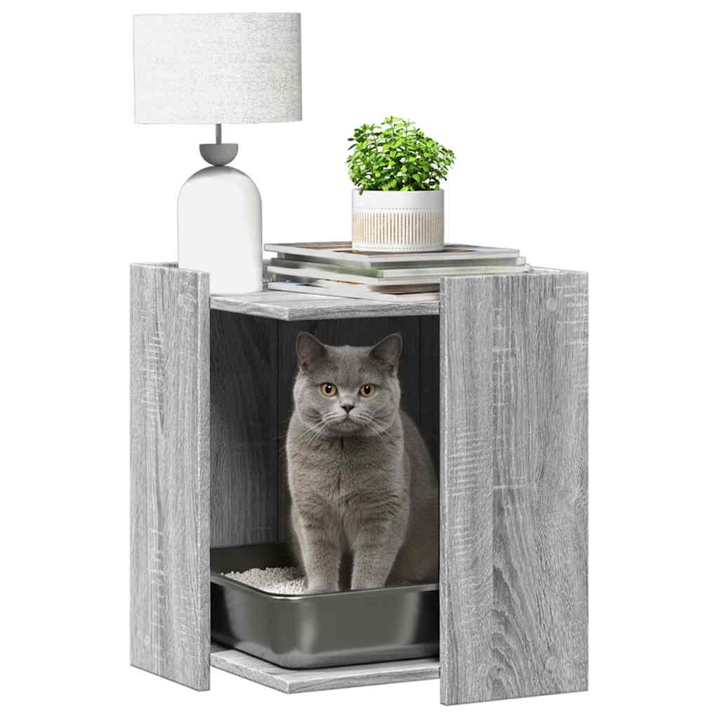 Cat Litter Box Enclosure Grey Sonoma 42x42x51 cm Engineered Wood