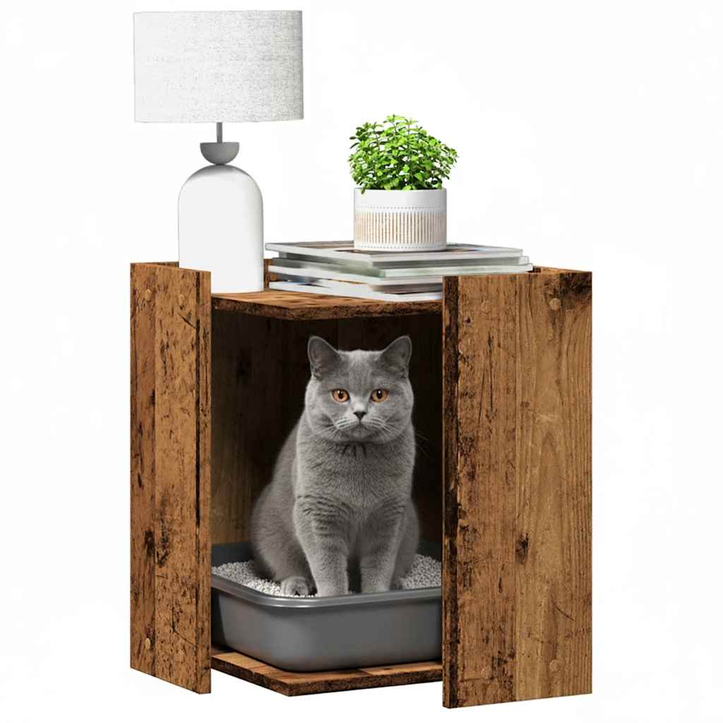 Cat Litter Box Enclosure Old Wood 42x42x51 cm Engineered Wood