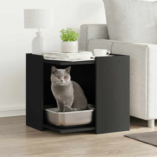 Cat Litter Box Enclosure Black 53 x 53 x 51 cm