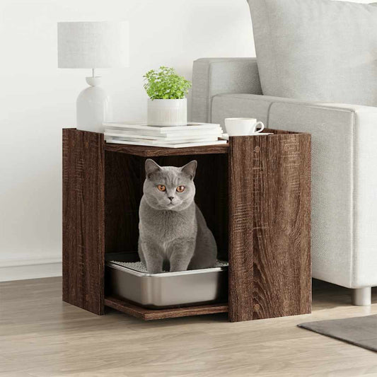 Cat Litter Box Enclosure Brown Oak 53 x 53 x 51 cm