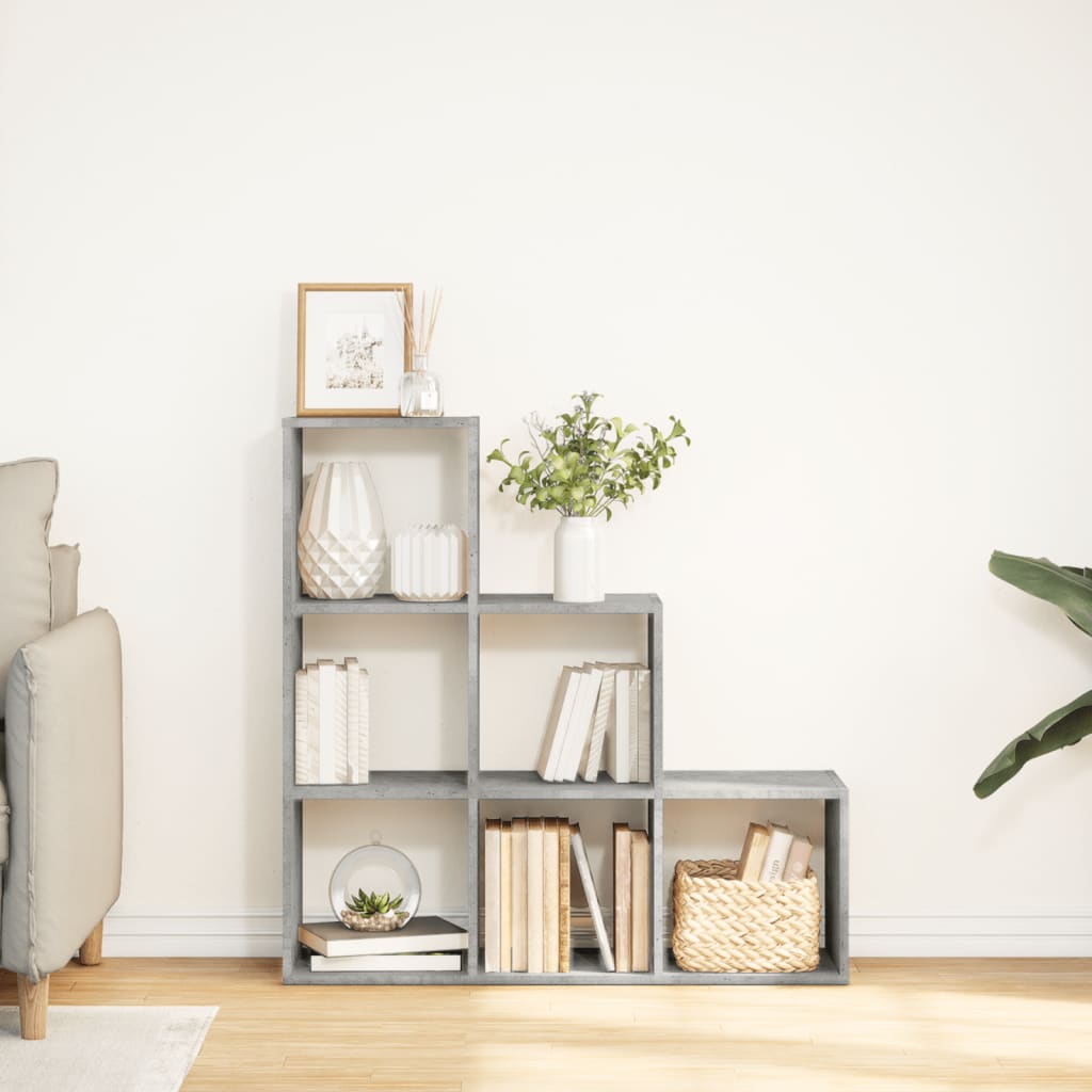 Room Divider Bookcase 3-Tier Concrete Grey 99x29x99 cm Engineered Wood