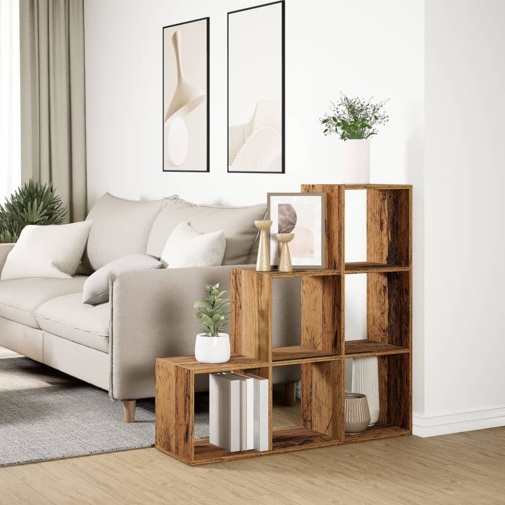 Room Divider Bookcase 3-Tier Old Wood 99x29x99 cm Engineered Wood