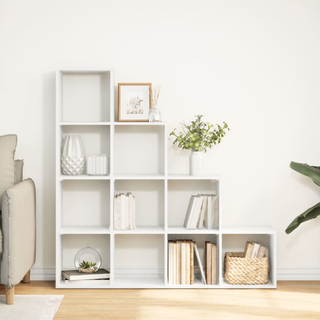 Room Divider Bookcase 4-Tier White 131.5x29x131.5 cm