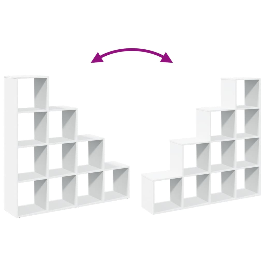 Room Divider Bookcase 4-Tier White 131.5x29x131.5 cm