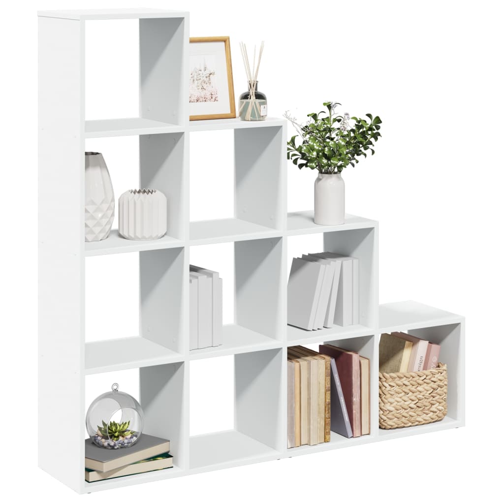 Room Divider Bookcase 4-Tier White 131.5x29x131.5 cm