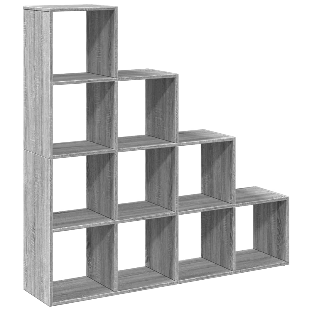 Room Divider Bookcase 4-Tier Grey Sonoma 131.5x29x131.5 cm
