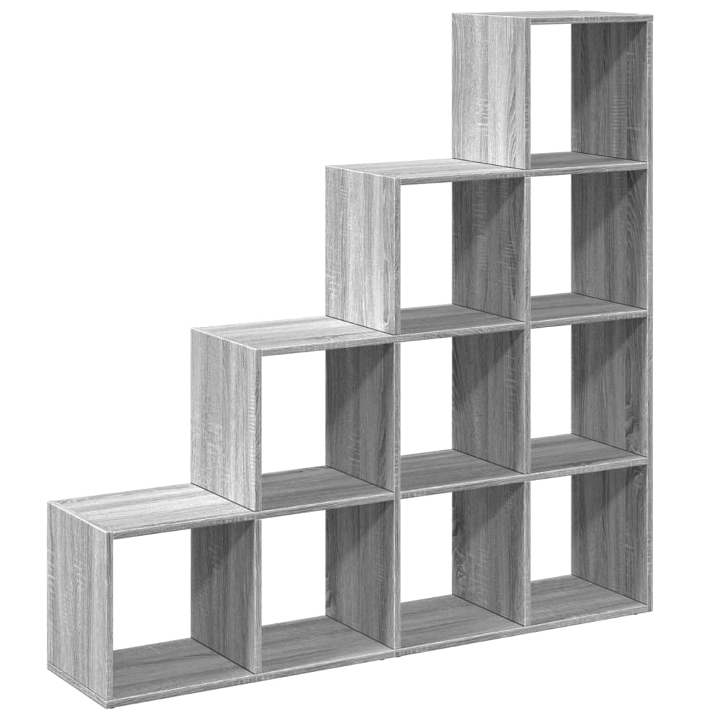 Room Divider Bookcase 4-Tier Grey Sonoma 131.5x29x131.5 cm