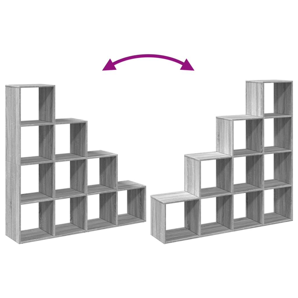Room Divider Bookcase 4-Tier Grey Sonoma 131.5x29x131.5 cm