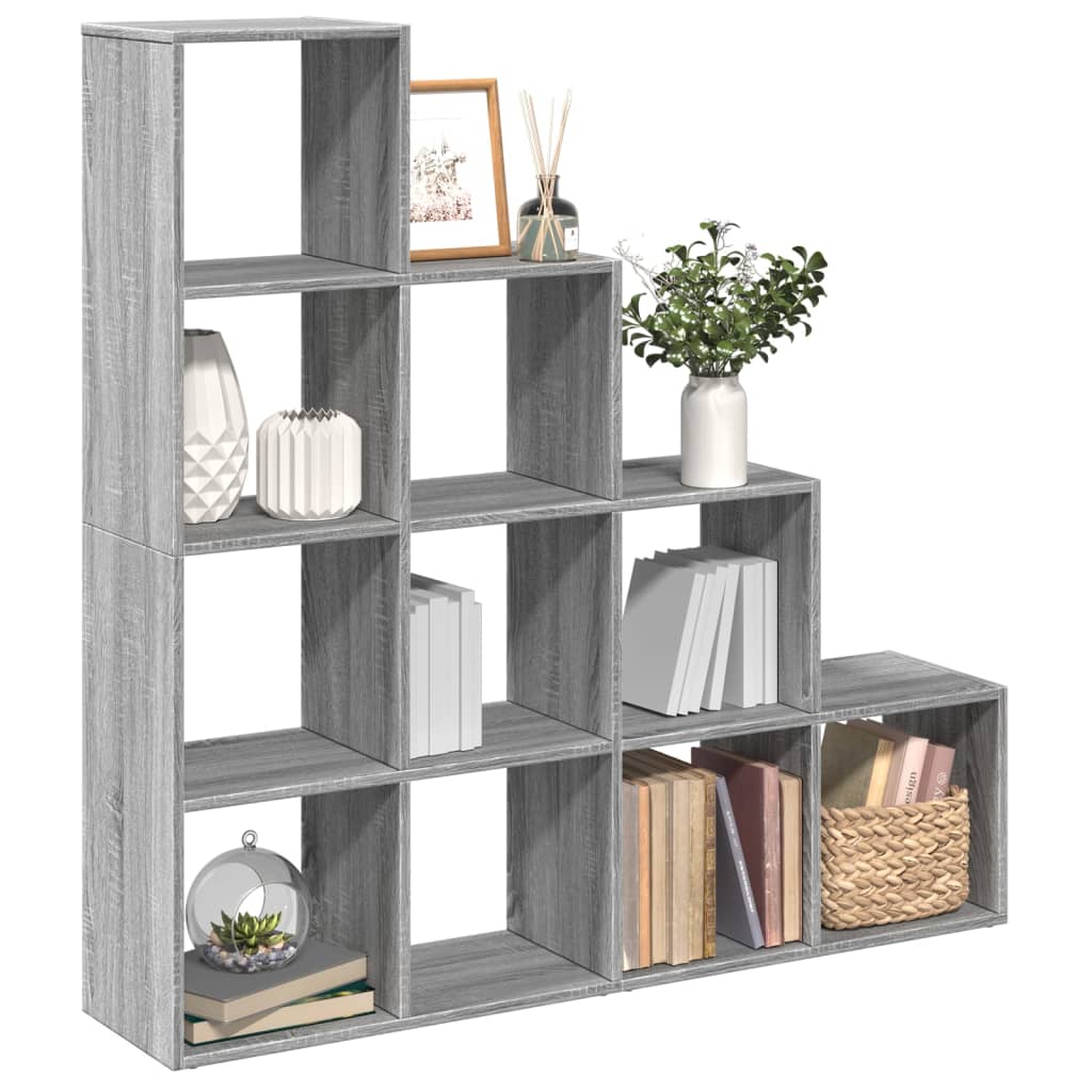Room Divider Bookcase 4-Tier Grey Sonoma 131.5x29x131.5 cm