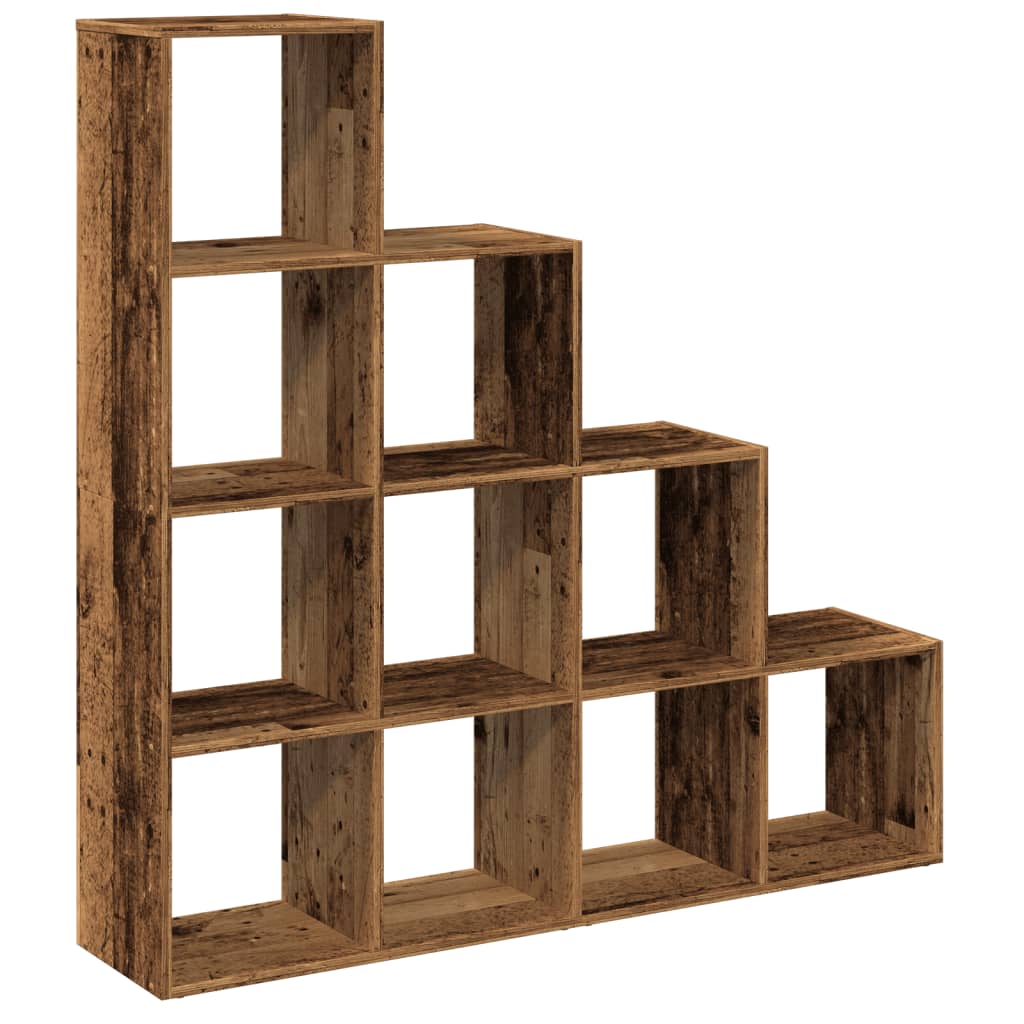 Room Divider Bookcase 4-Tier Old Wood 131,5x29x131,5 cm Engineered Wood