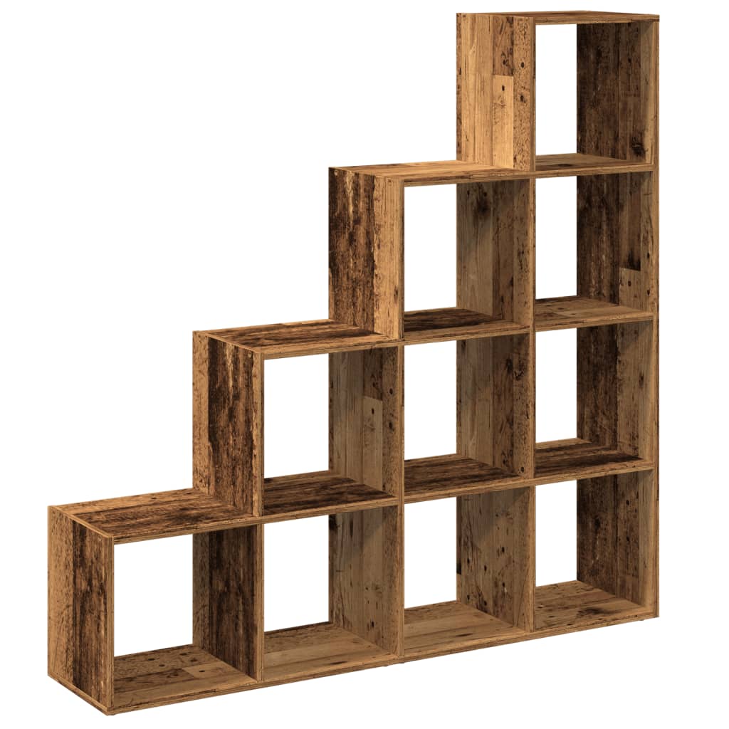 Room Divider Bookcase 4-Tier Old Wood 131,5x29x131,5 cm Engineered Wood