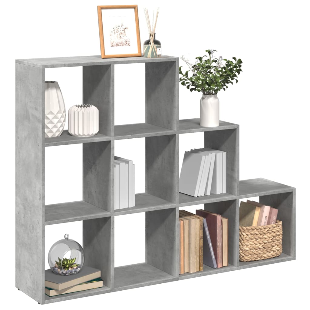 Room Divider Bookcase 3-Tier Concrete Grey 137,5x29x103,5 cm Engineered Wood