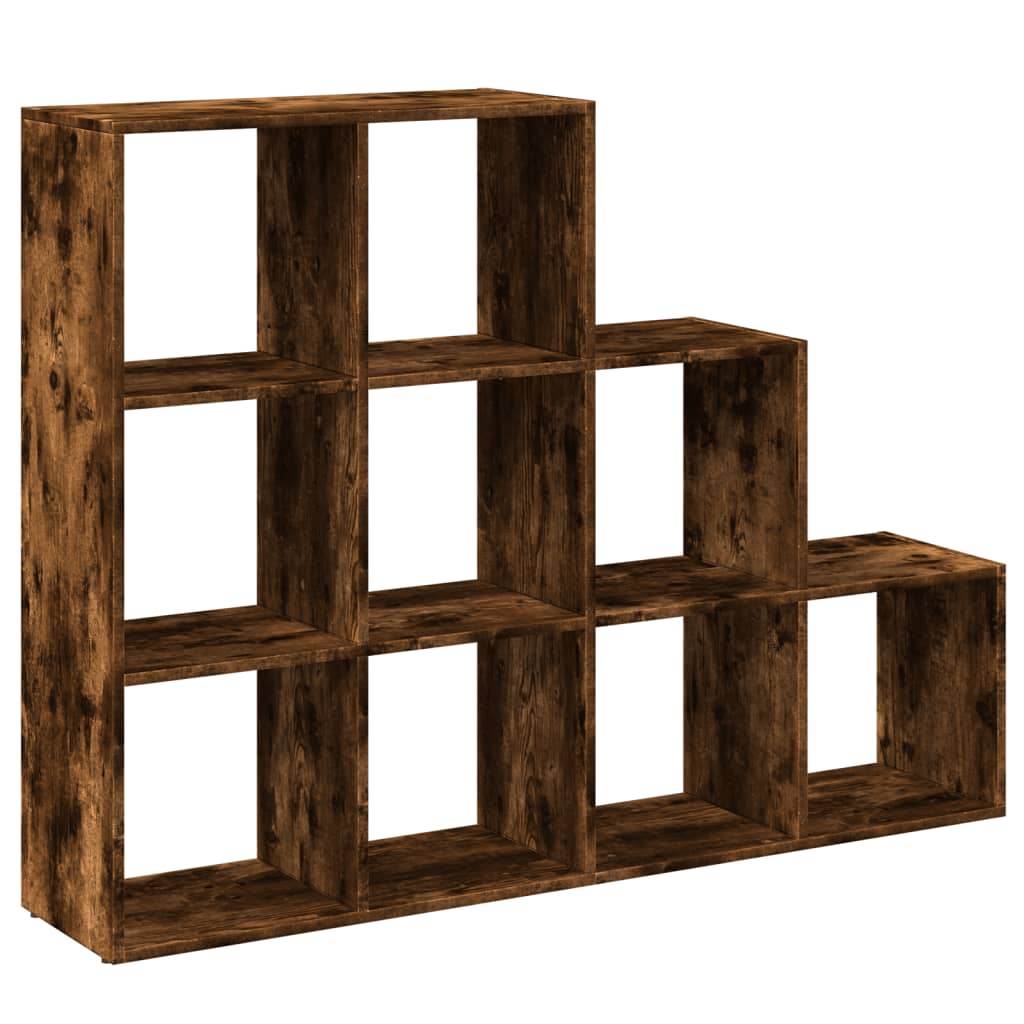 Room Divider Bookcase 3-Tier Smoked Oak 137,5x29x103,5 cm Engineered Wood