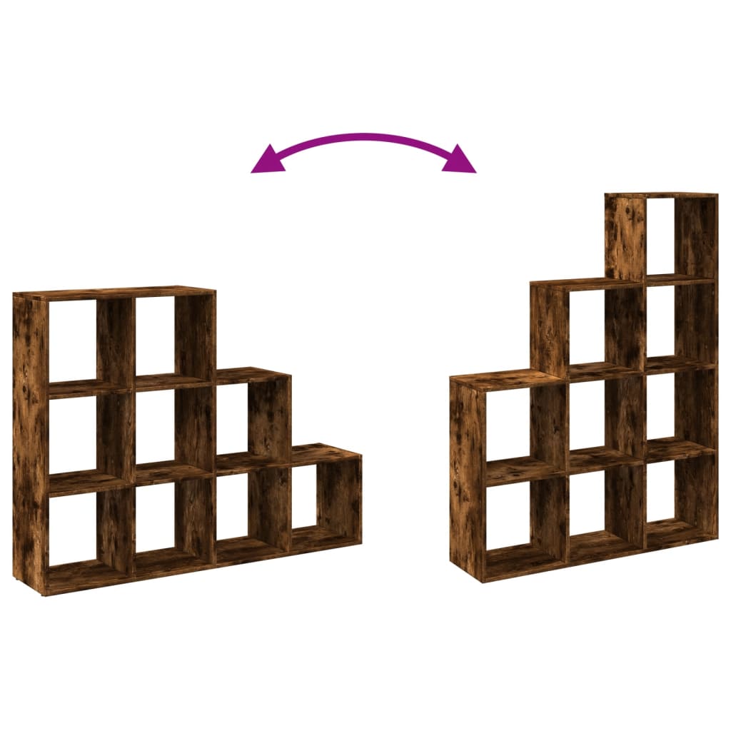 Room Divider Bookcase 3-Tier Smoked Oak 137,5x29x103,5 cm Engineered Wood