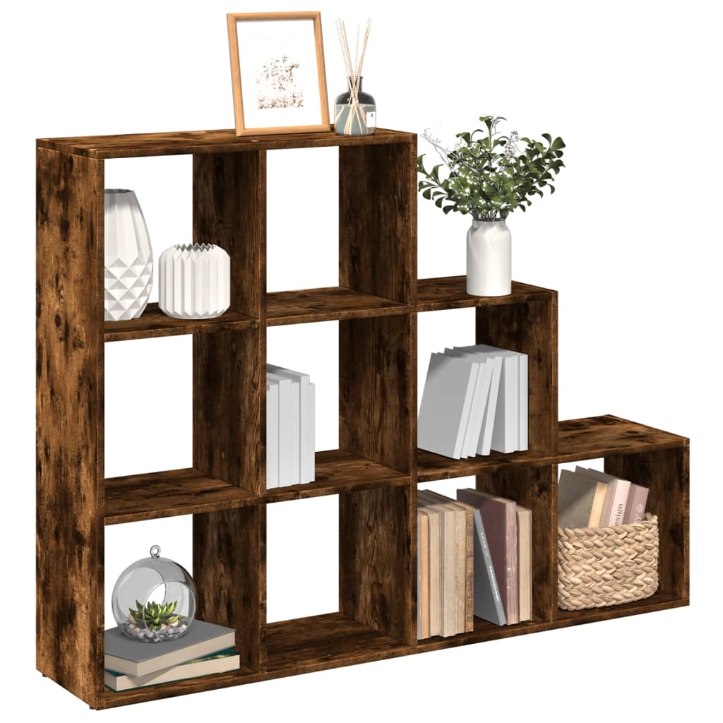 Room Divider Bookcase 3-Tier Smoked Oak 137,5x29x103,5 cm Engineered Wood
