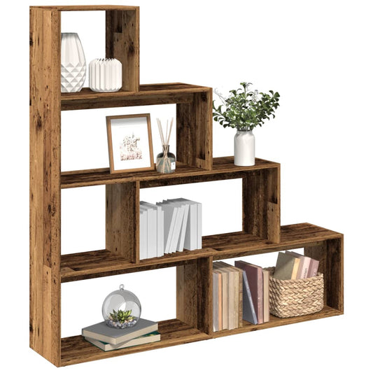 Room Divider Bookcase 4-Tier Old Wood 143,5x29x143,5 cm Engineered Wood