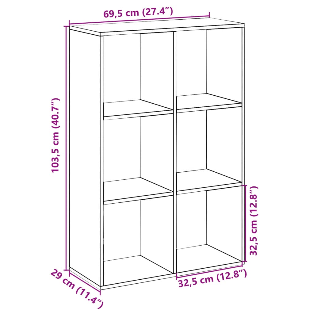 vidaXL Room Divider Bookcase Artisan Oak 69.5x29x103.5 cm Engineered Wood