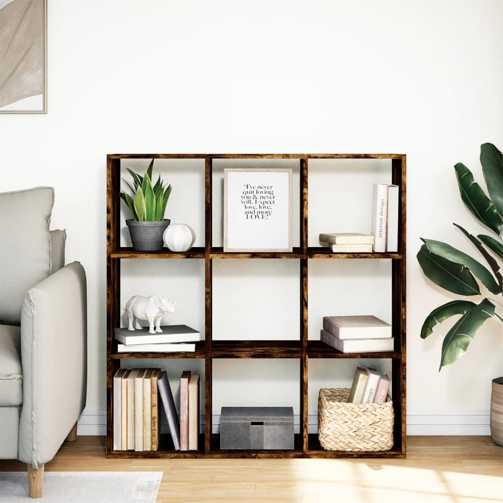 Room Divider Bookcase Smoked Oak 102x29x103,5 cm Engineered Wood