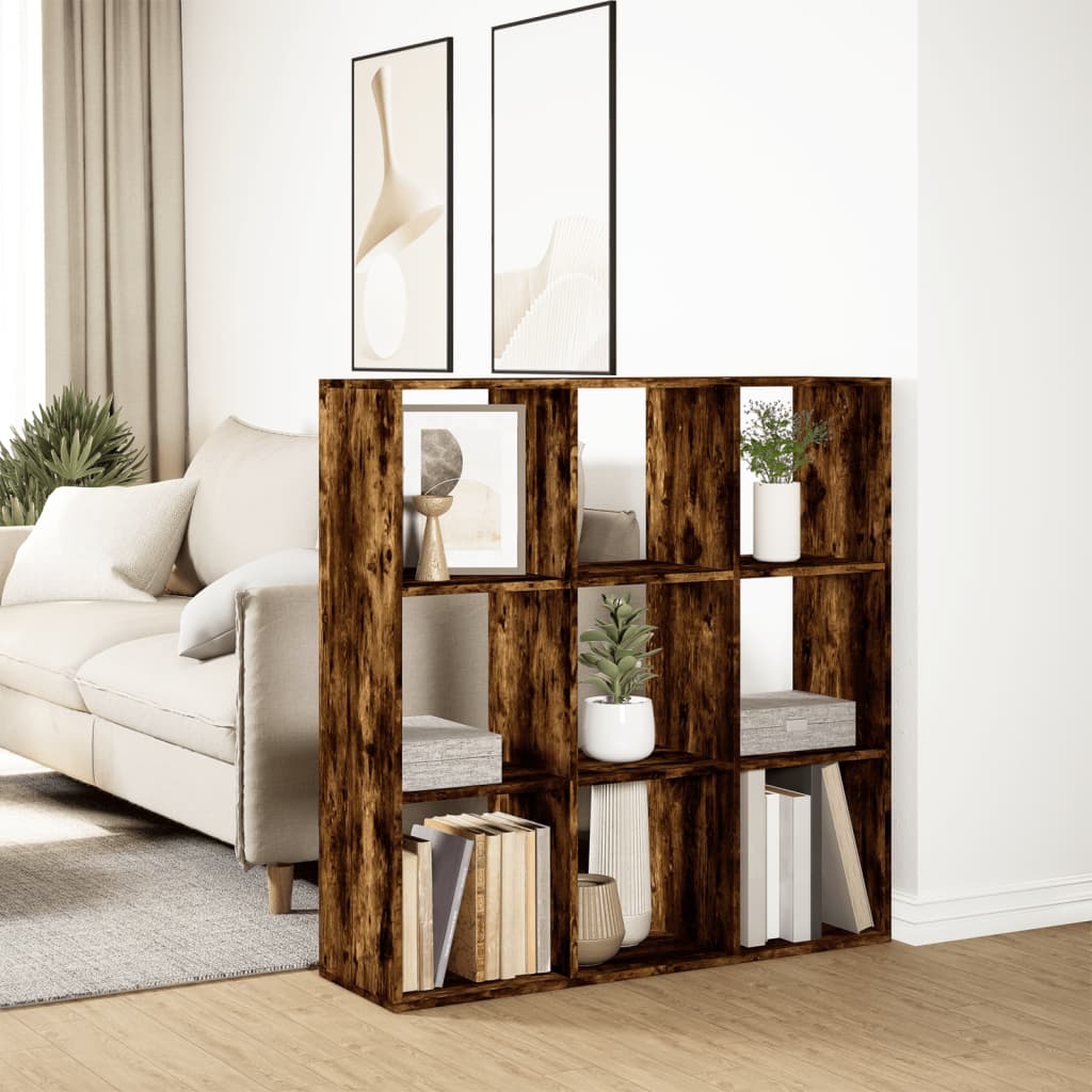Room Divider Bookcase Smoked Oak 102x29x103,5 cm Engineered Wood