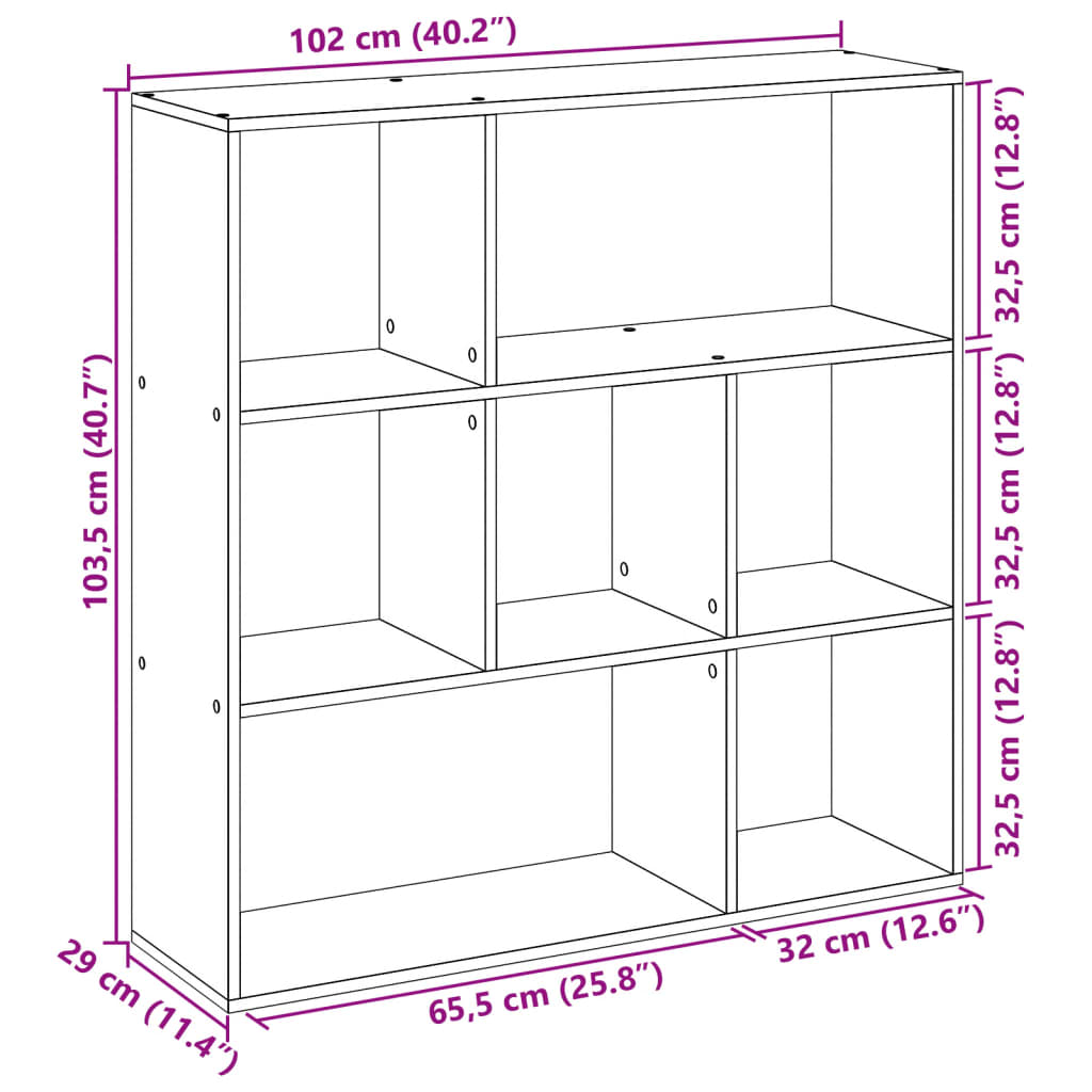 Room Divider Bookcase Grey Sonoma 102x29x103,5 cm Engineered Wood
