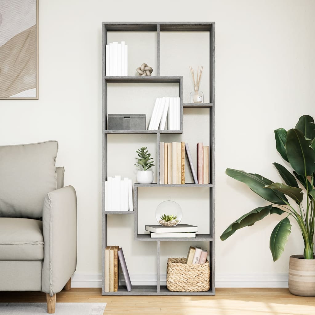 Room Divider Bookcase Grey Sonoma 67x25x161.5cm Engineered Wood