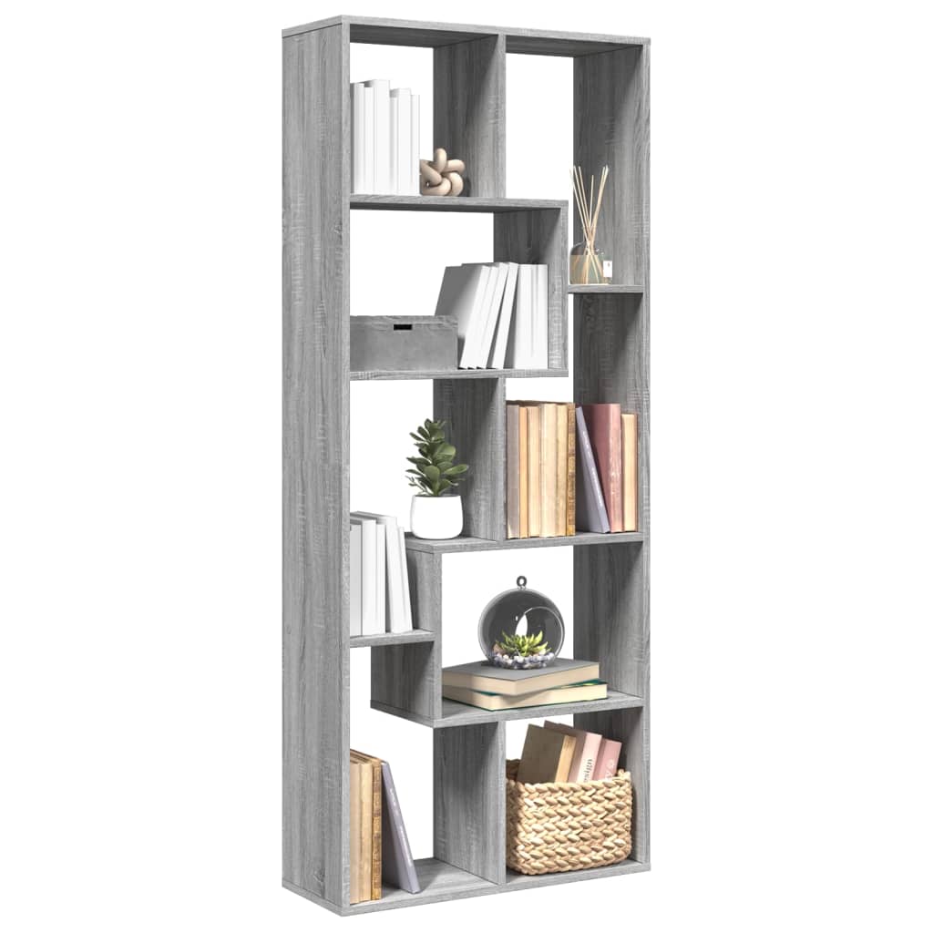 Room Divider Bookcase Grey Sonoma 67x25x161.5cm Engineered Wood