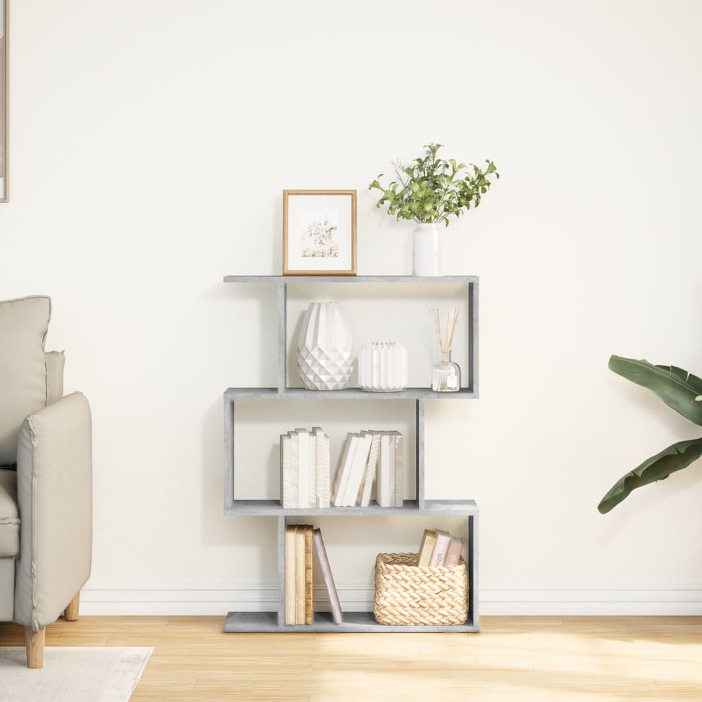 Room Divider Bookcase 3-Tier Concrete Grey 70x24x97 cm