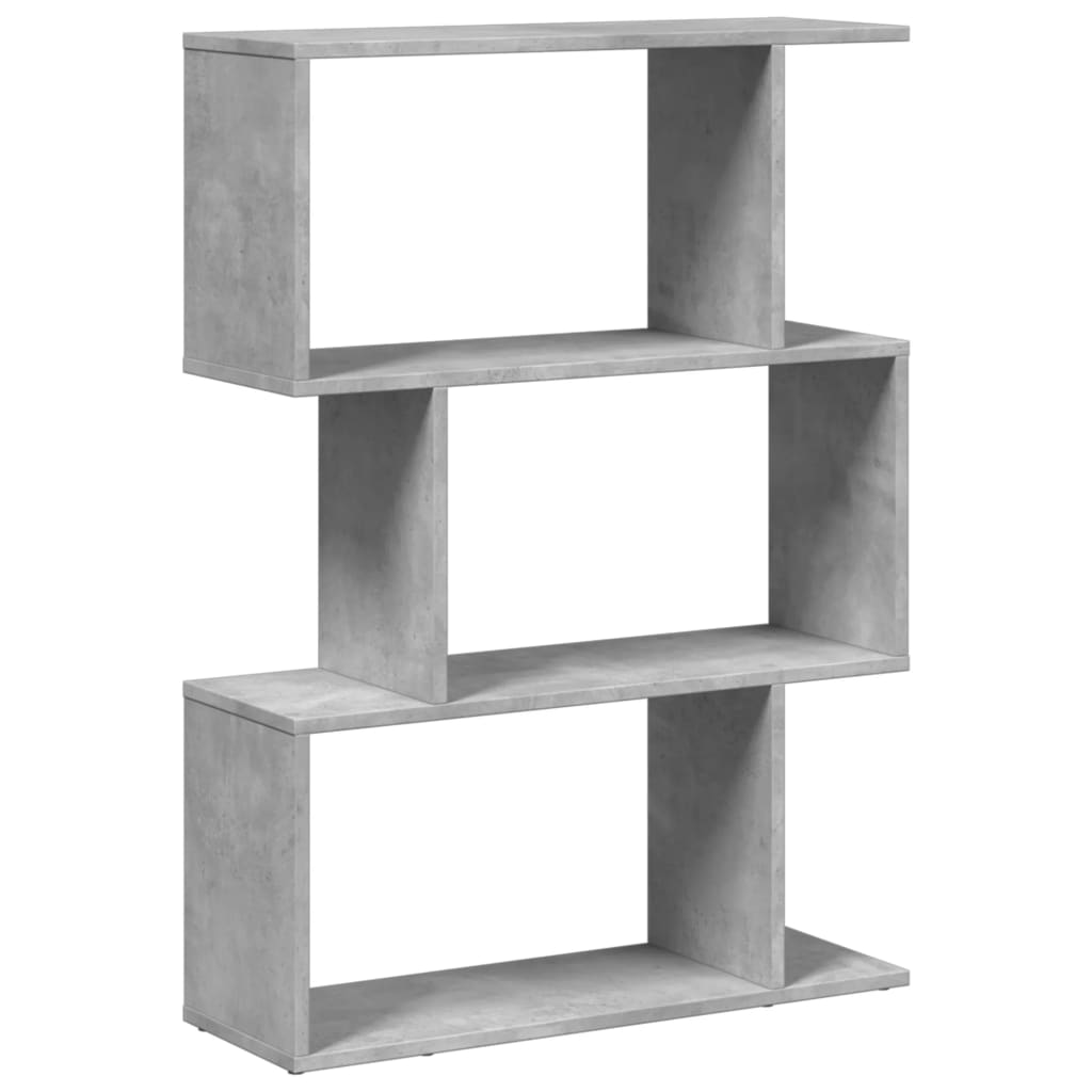 Room Divider Bookcase 3-Tier Concrete Grey 70x24x97 cm