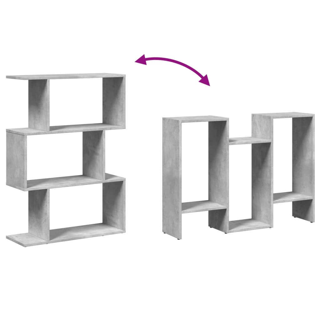 Room Divider Bookcase 3-Tier Concrete Grey 70x24x97 cm