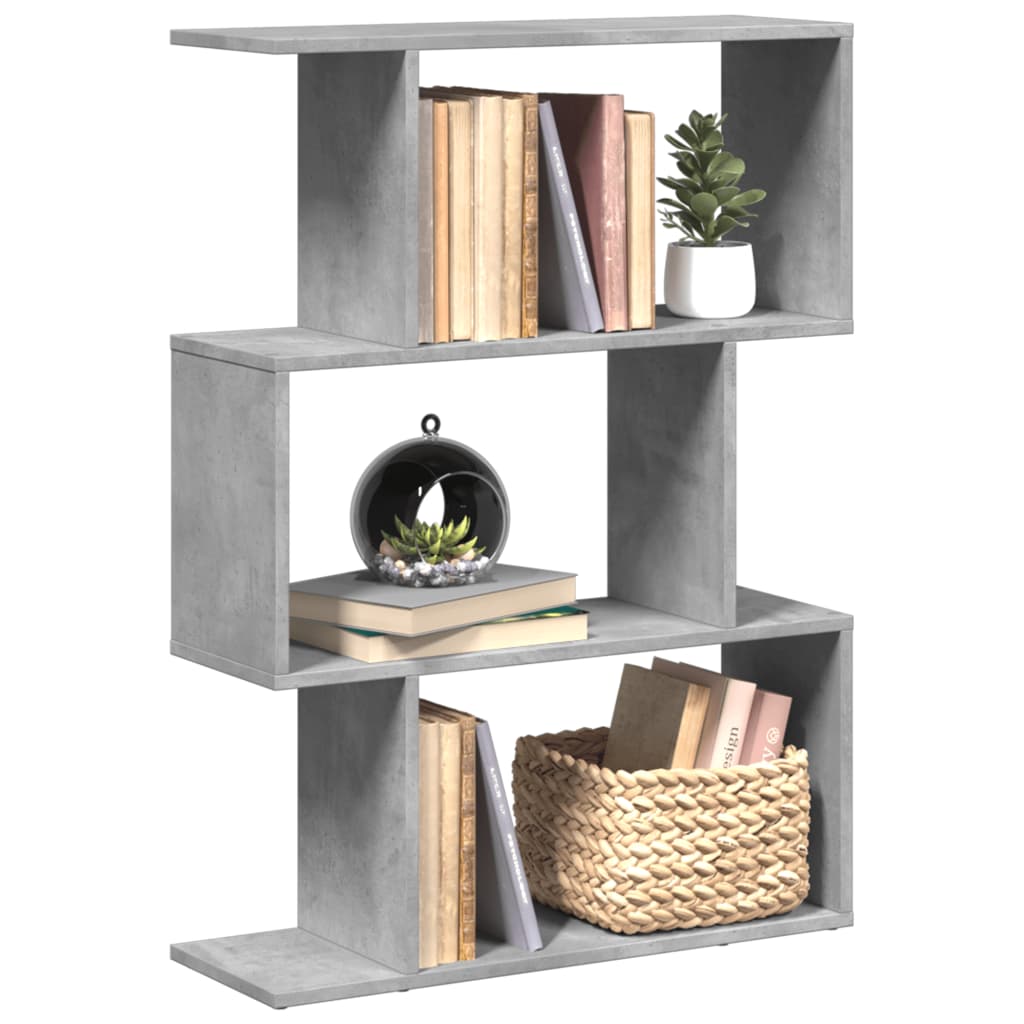 Room Divider Bookcase 3-Tier Concrete Grey 70x24x97 cm