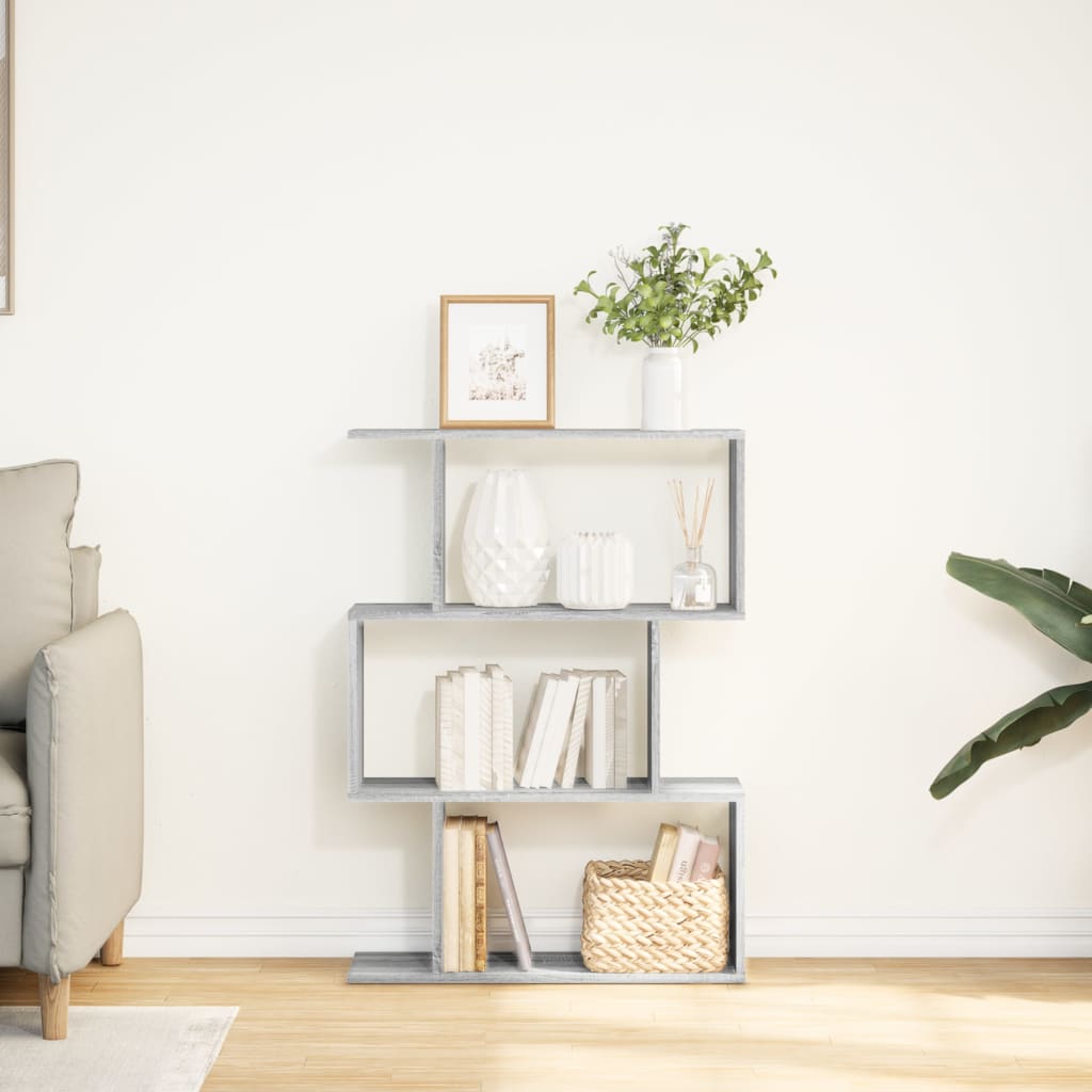 Room Divider Bookcase 3-Tier Grey Sonoma 70x24x97 cm