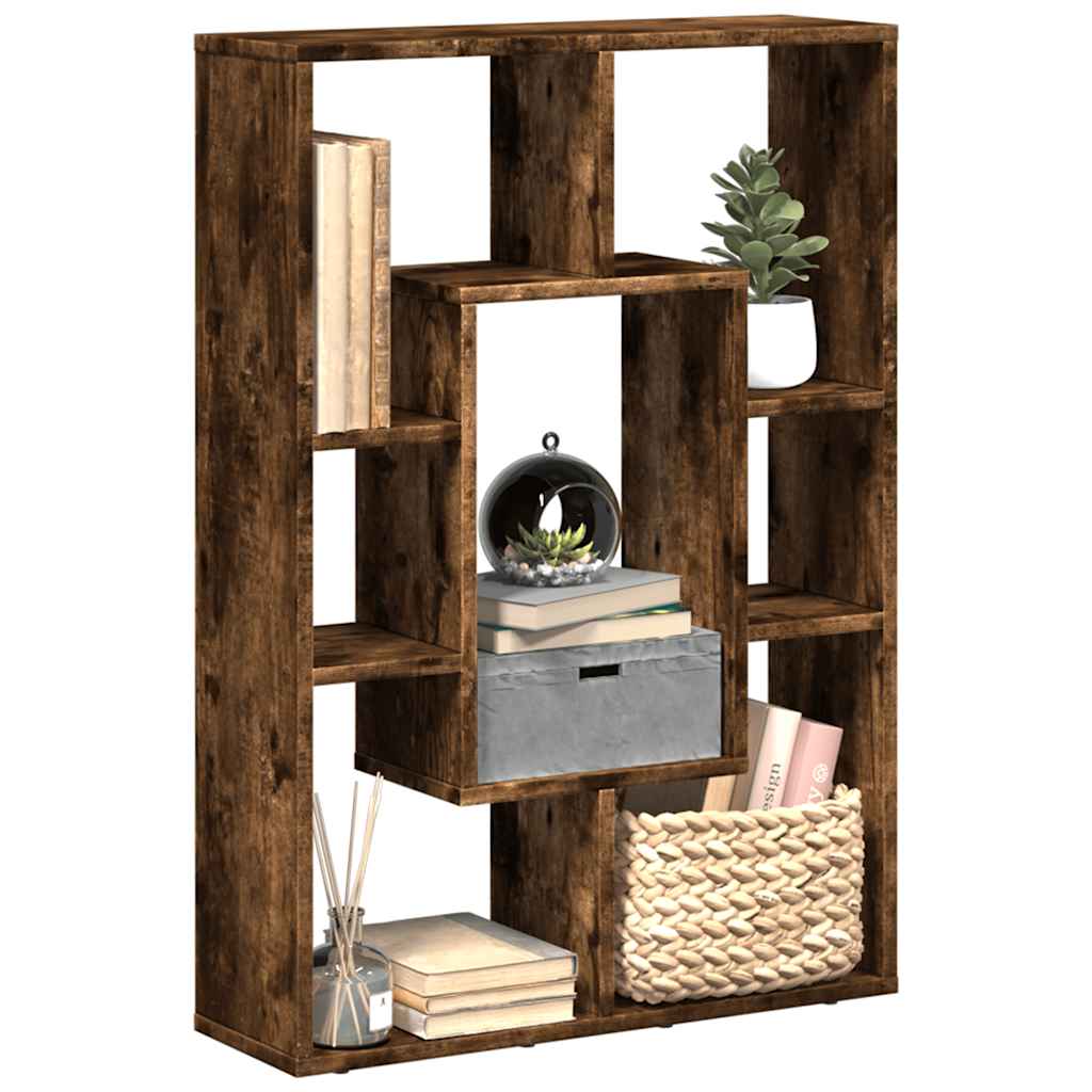 Bookcase Smoked Oak 63x20x90 cm Engineered Wood