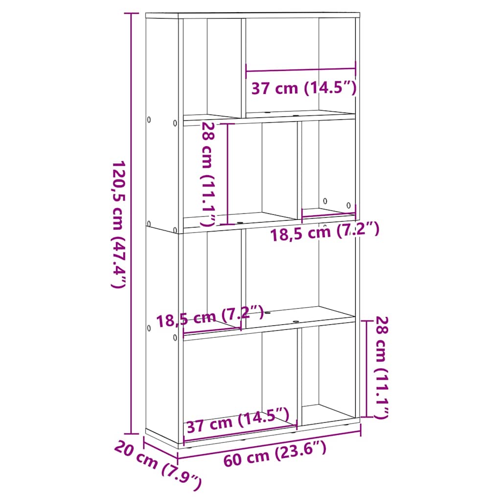 Bookcase Old Wood 60x20x120,5 cm Engineered Wood