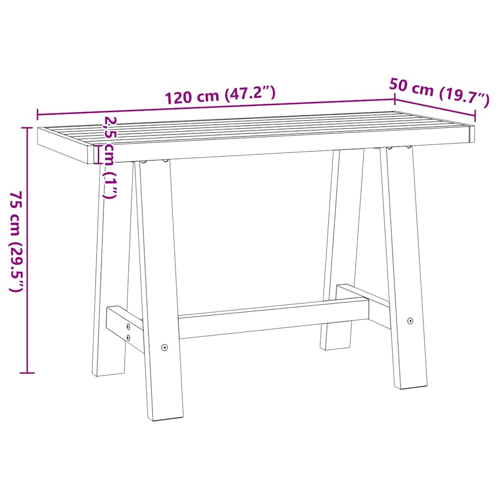 vidaXL Desk NOAIN A-Shaped Legs 120x50x75 cm Solid Wood Pine