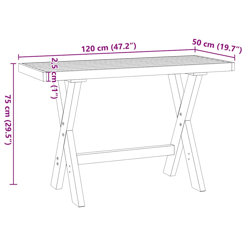 vidaXL Desk NOAIN X-Shaped Legs 120x50x75 cm Solid Wood Pine