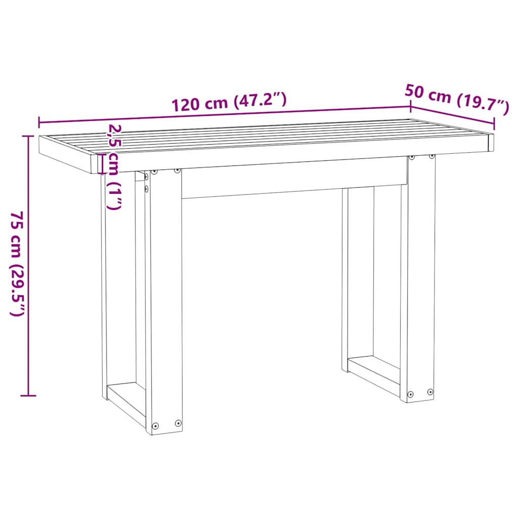 vidaXL Desk NOAIN U-Shaped Legs 120x50x75 cm Solid Wood Pine