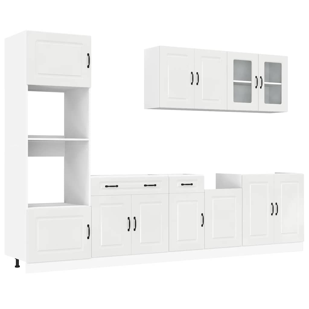 vidaXL 7 Piece Kitchen Cabinet Set Kalmar High Gloss White Engineered Wood