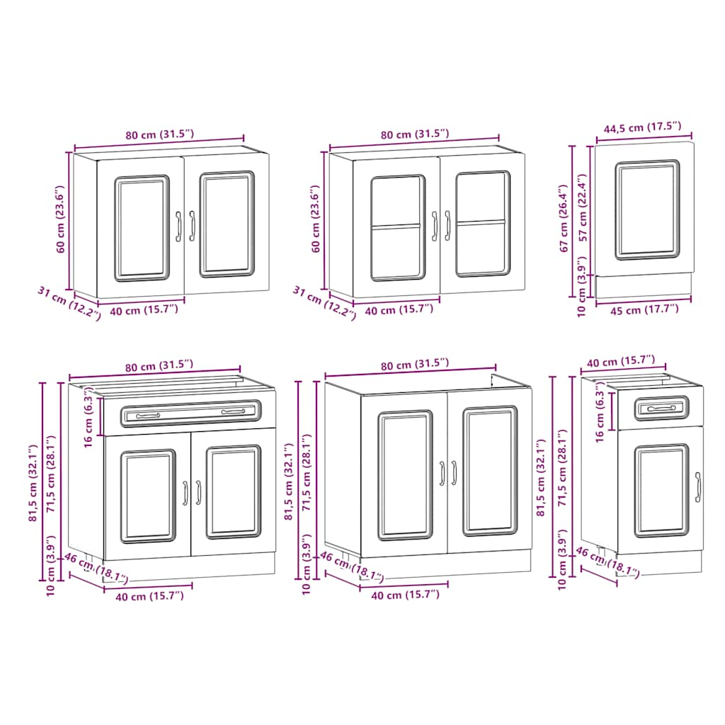 vidaXL 7 Piece Kitchen Cabinet Set Kalmar High Gloss White Engineered Wood