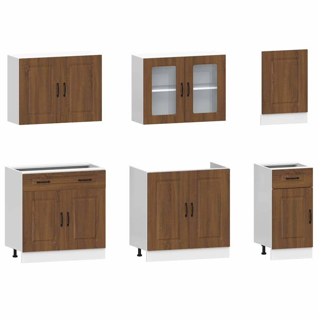 vidaXL 7 Piece Kitchen Cabinet Set Kalmar Brown Oak Engineered Wood