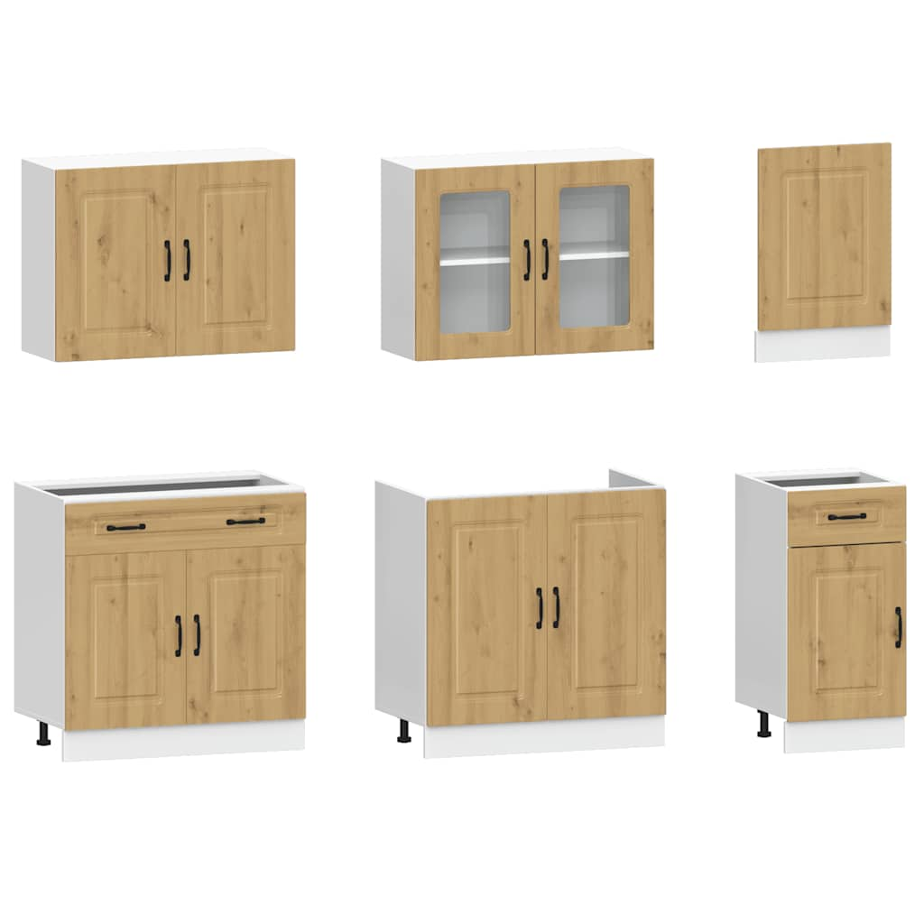 vidaXL 7 Piece Kitchen Cabinet Set Kalmar Artisan Oak Engineered Wood