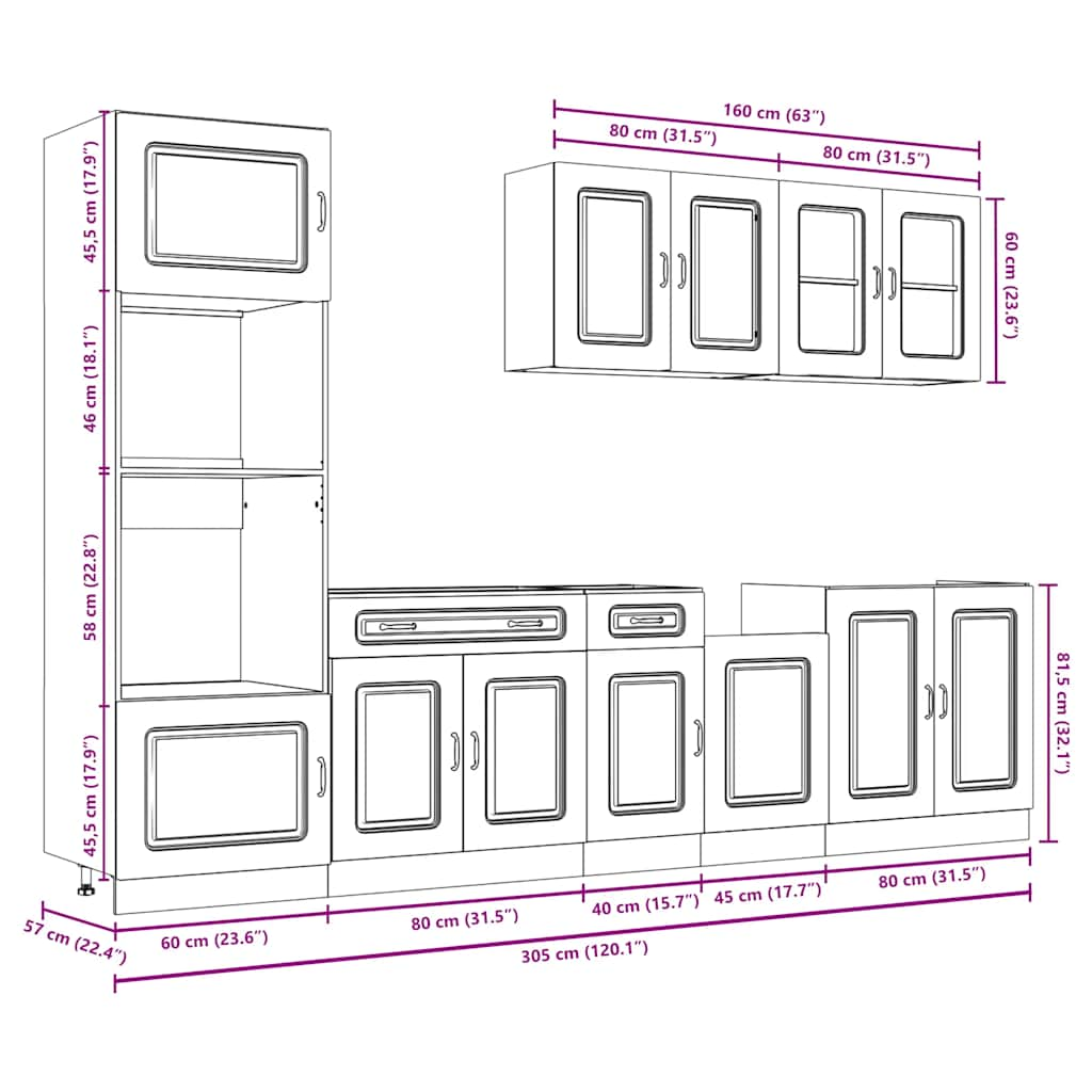 vidaXL 7 Piece Kitchen Cabinet Set Kalmar Artisan Oak Engineered Wood