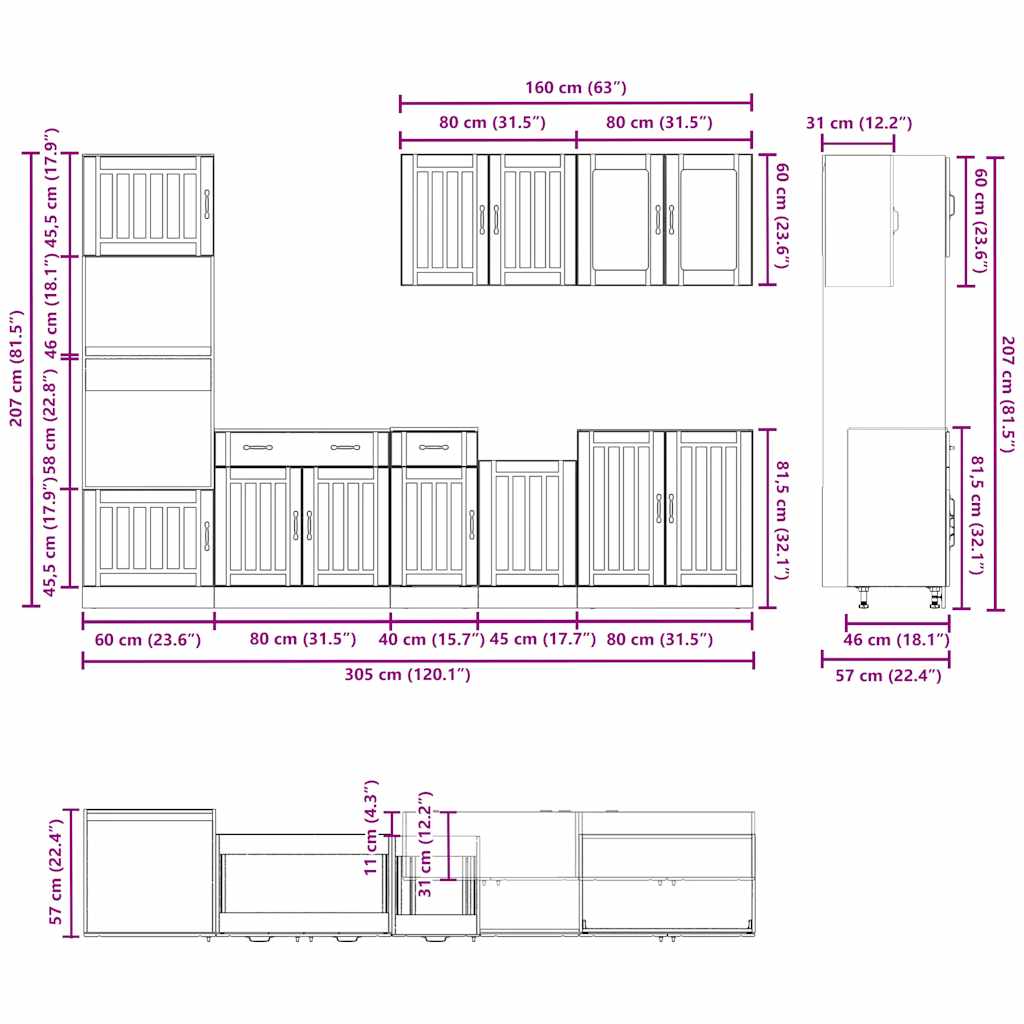 vidaXL 7 Piece Kitchen Cabinet Set Kalmar White Engineered Wood