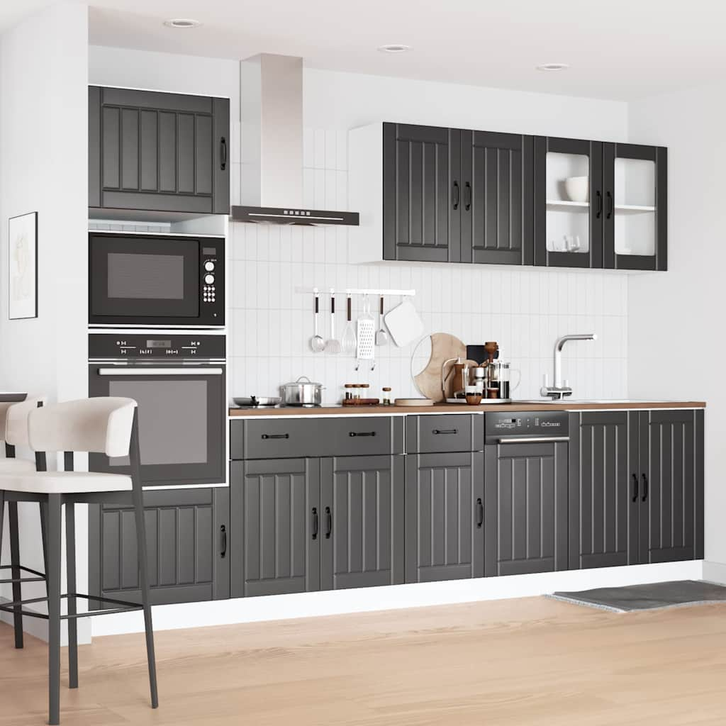 vidaXL 7 Piece Kitchen Cabinet Set Kalmar Black Engineered Wood