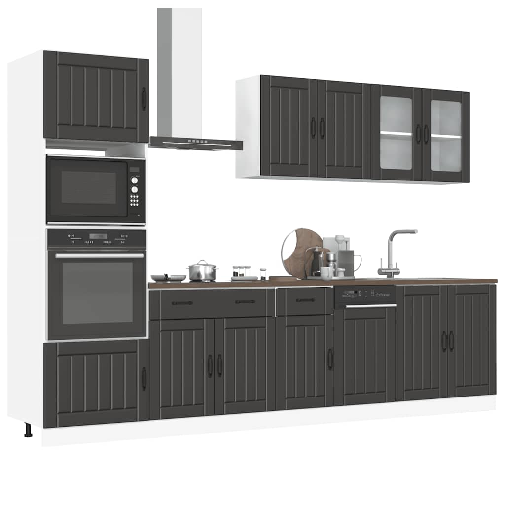 vidaXL 7 Piece Kitchen Cabinet Set Kalmar Black Engineered Wood