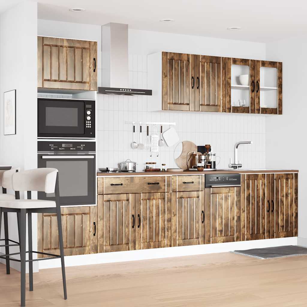 vidaXL 7 Piece Kitchen Cabinet Set Kalmar Smoked Oak Engineered Wood