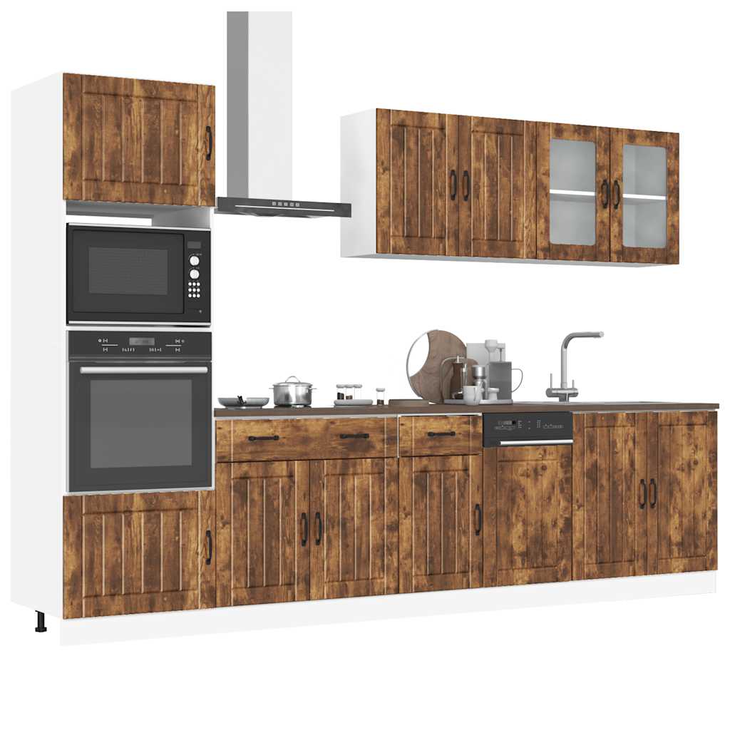 vidaXL 7 Piece Kitchen Cabinet Set Kalmar Smoked Oak Engineered Wood