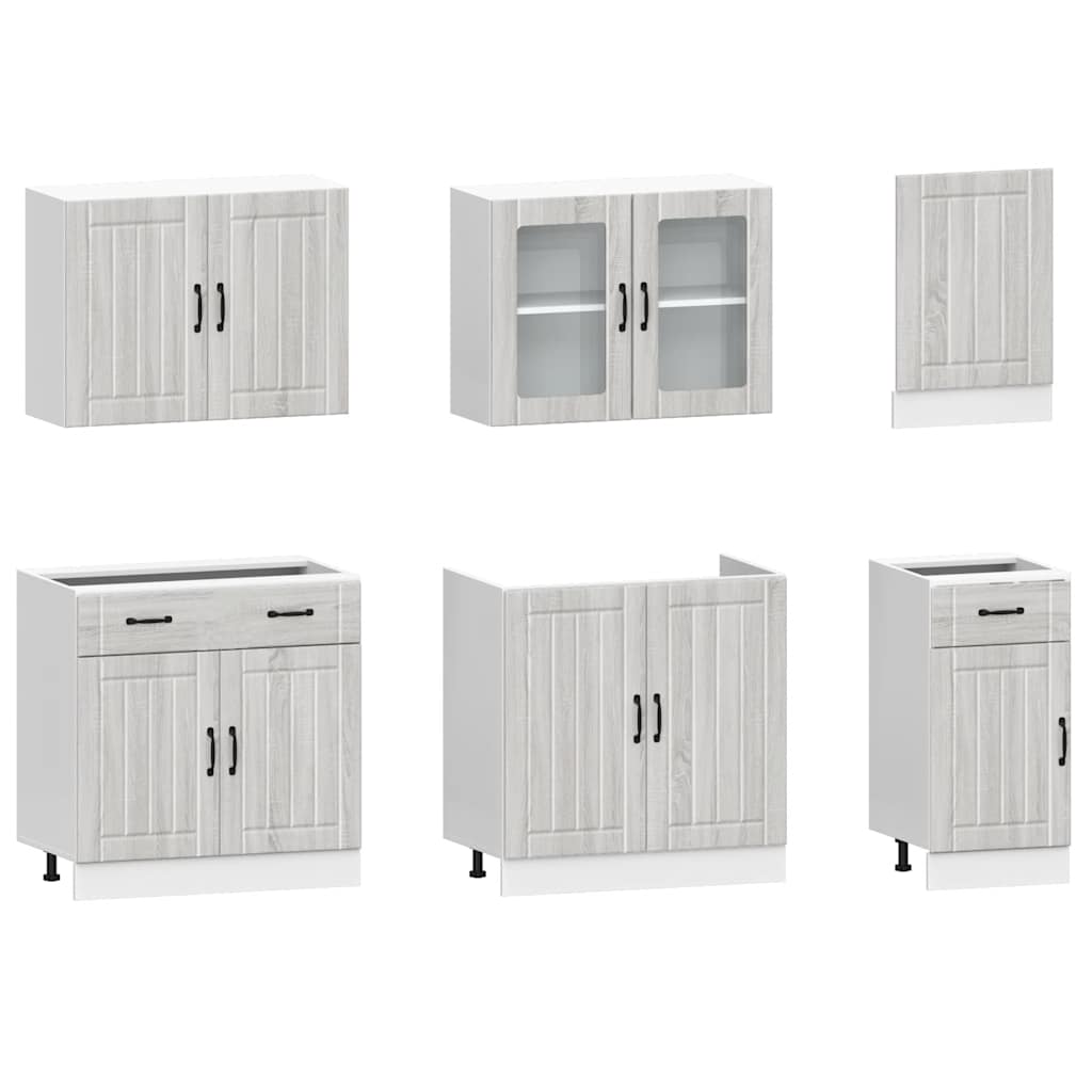 vidaXL 7 Piece Kitchen Cabinet Set Kalmar Grey Sonoma Engineered Wood