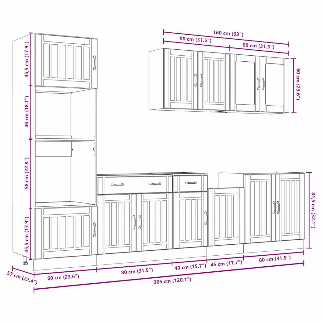 vidaXL 7 Piece Kitchen Cabinet Set Kalmar Old Wood Engineered Wood