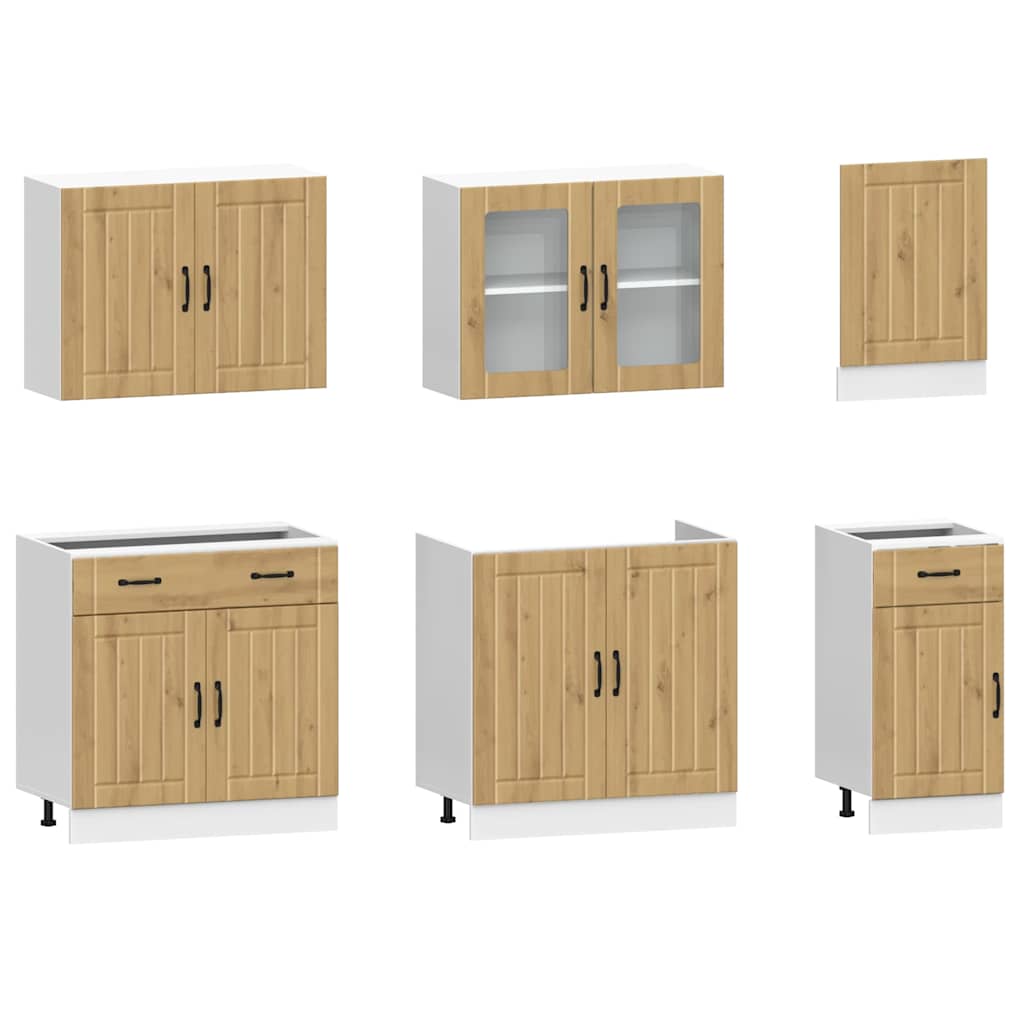 vidaXL 7 Piece Kitchen Cabinet Set Kalmar Artisan Oak Engineered Wood