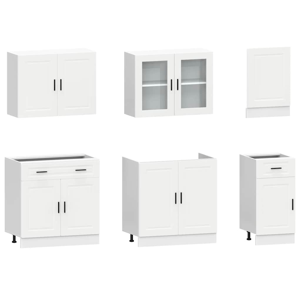 vidaXL 7 Piece Kitchen Cabinet Set Kalmar White Engineered Wood